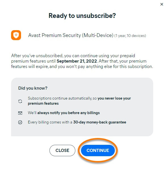 3 Ready to unsubscribe - Continue