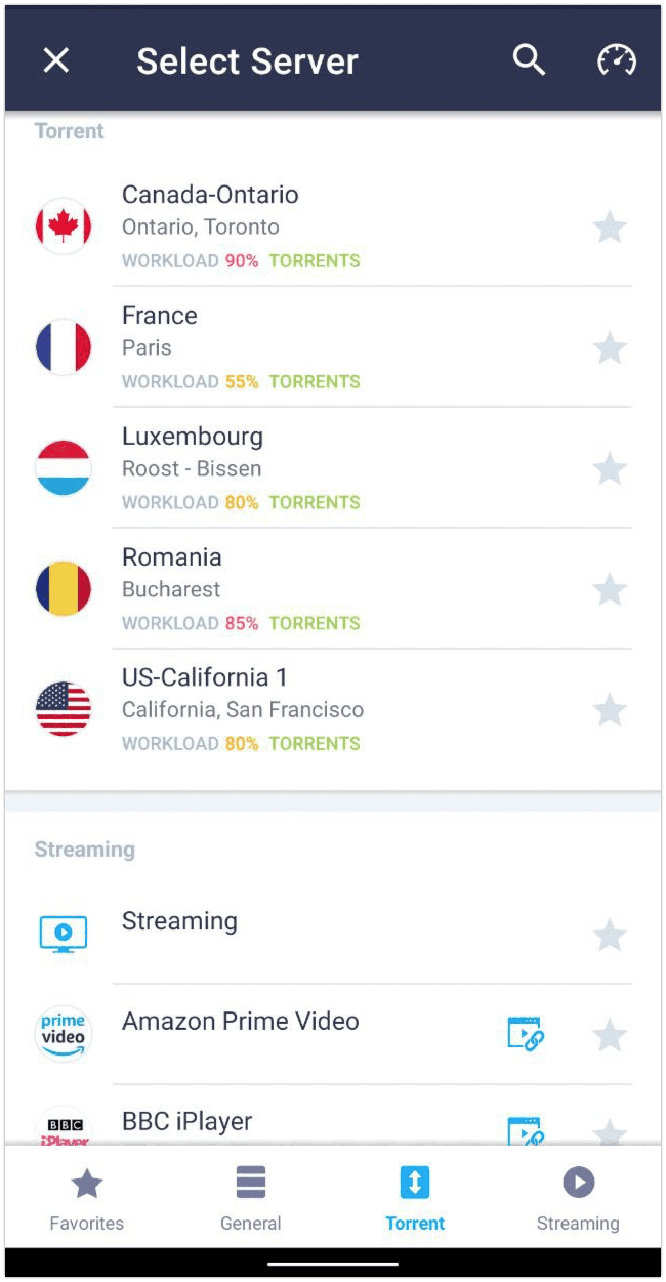 Connect to the VPN server that suits your VPN needs