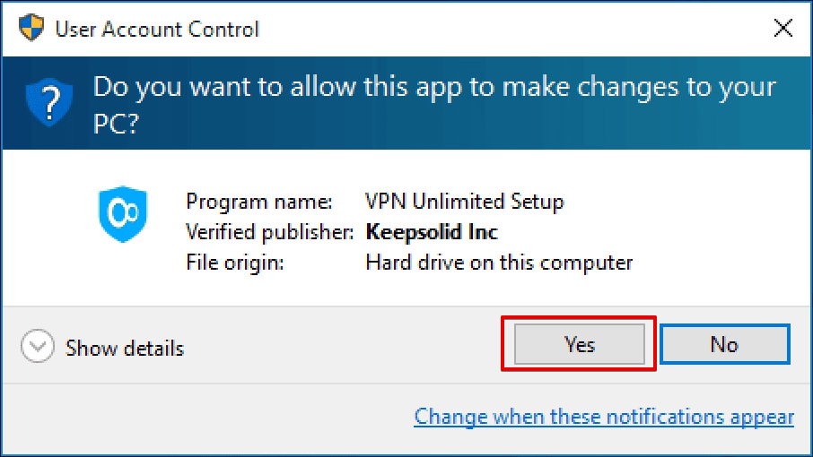 You receive the alert, if User Account Control is enabled in your system. Click Yes to proceed